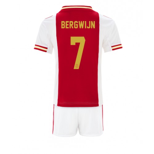 Fotbalové Dres Ajax Steven Bergwijn #7 Dětské Domácí 2022-23 Krátký Rukáv (+ trenýrky)